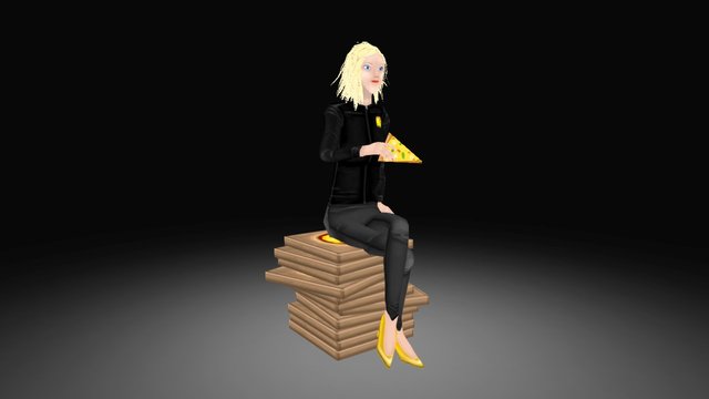 Pizza Girl Game Character 3D Model