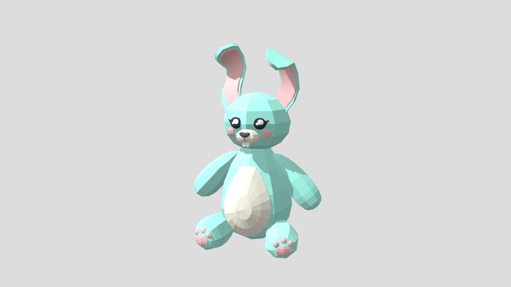 Low Poly Bunny Plush Toy 3D Model