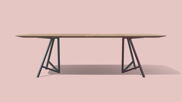 Dining table 011 - Hazel oak 3D Model
