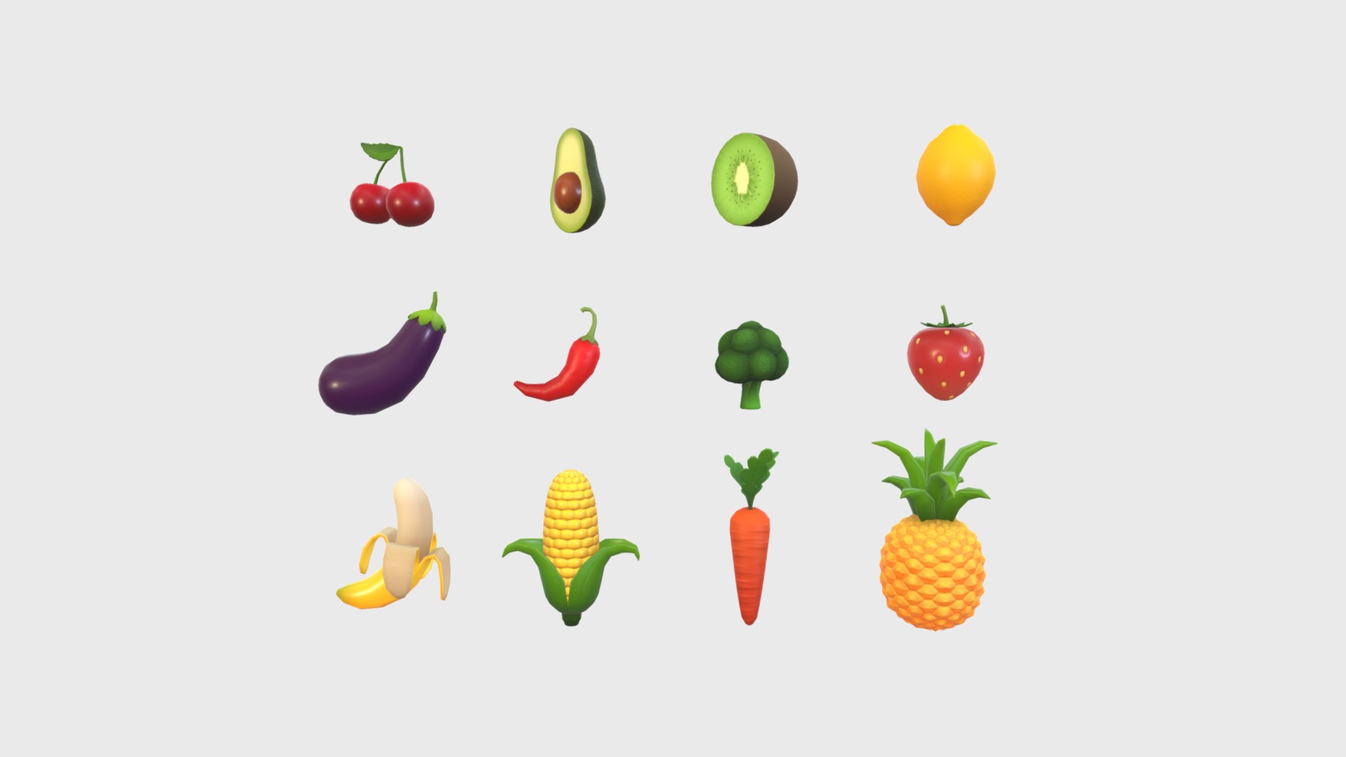3D model Food Pack 4 - This is a 3D model of the Food Pack 4. The 3D model is about a group of fruits.