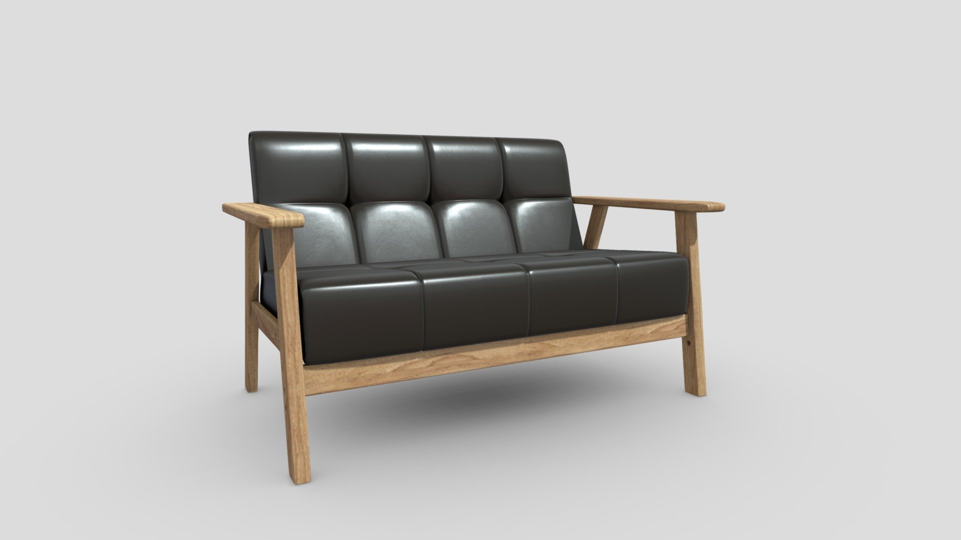 Leo 2-person leather solid wood sofa — Sketchfab embed 3D viewer