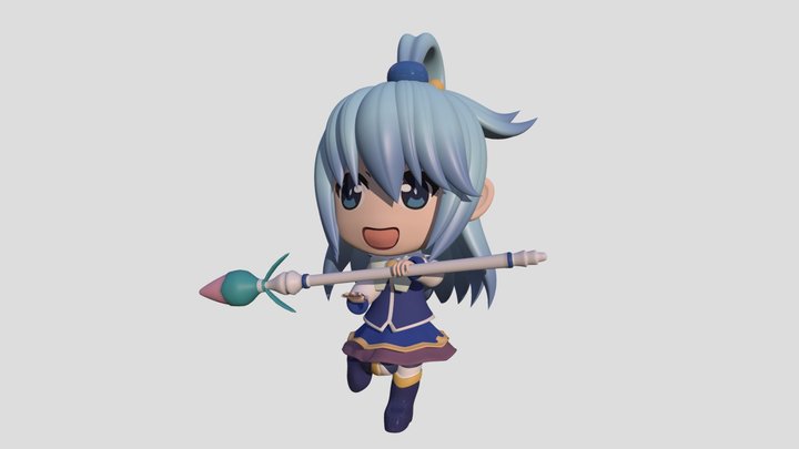 Aqua Konosuba Chibi FanArt 3D Model