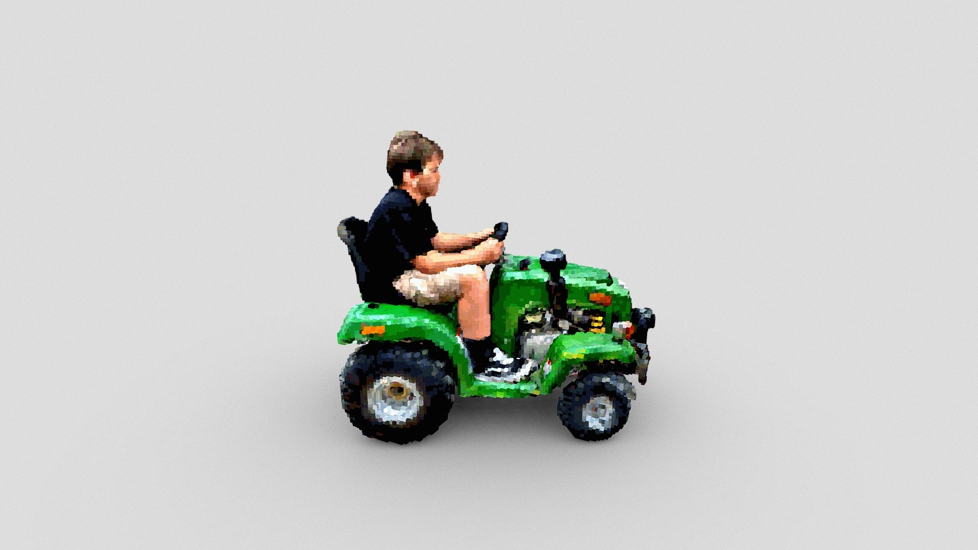 Kid on a tractor (voxels)