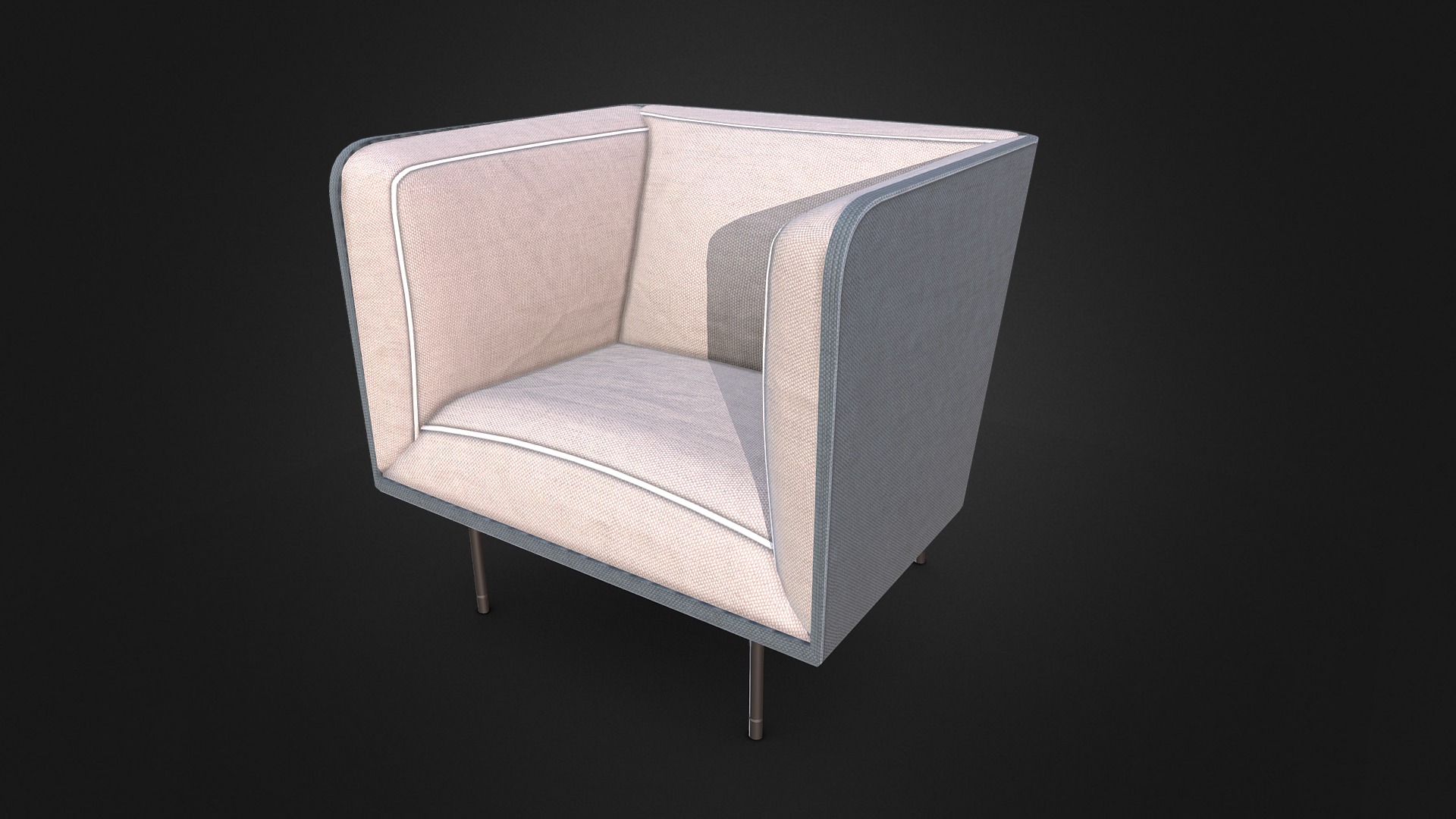 3D model Minimal Modern Arm Chair 01 - This is a 3D model of the Minimal Modern Arm Chair 01. The 3D model is about a white and grey chair.