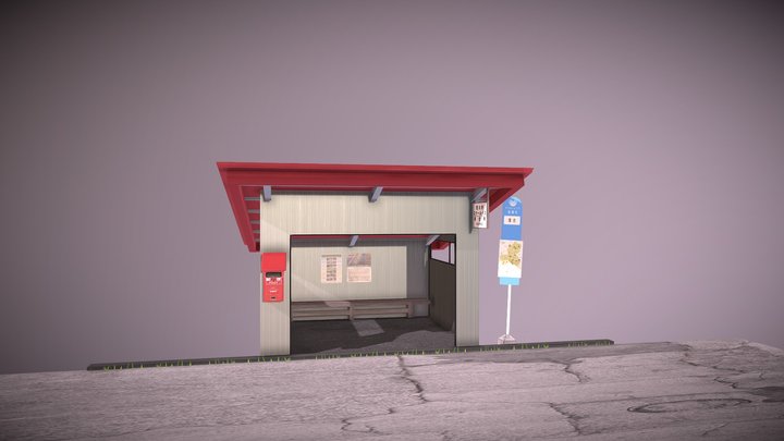 The Bus Stop at Hida City 3D Model