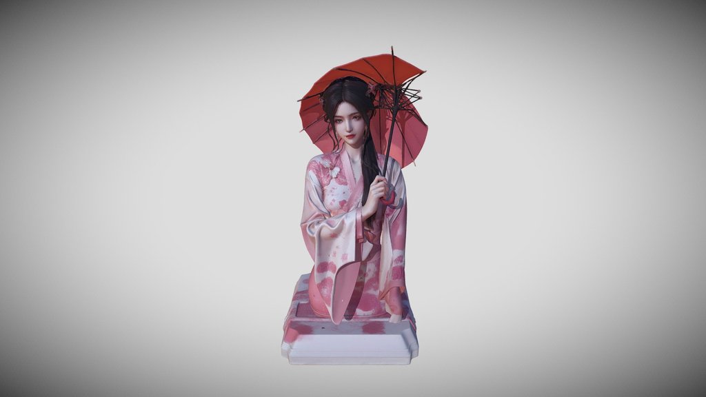 Blush Sakura Under the Umbrella