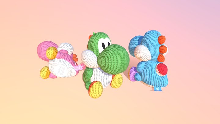 Yarn yoshi amiibos 3D Model