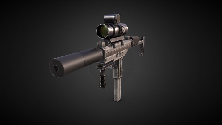 smg Ze'ev 9mm whith attachments 3D Model