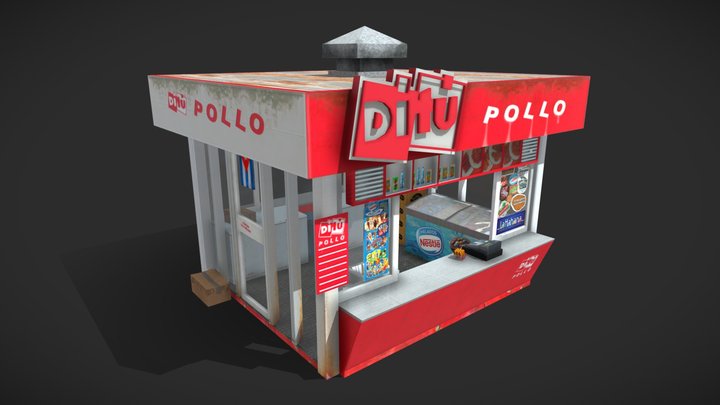 DITU Pollo Kiosk (low poly made for game) 3D Model
