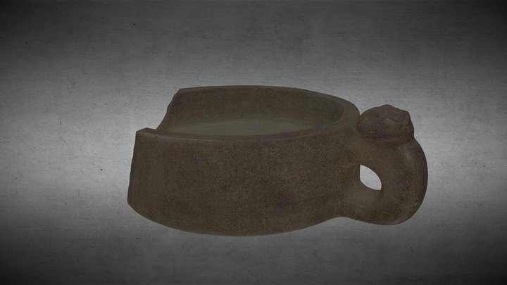 FUENTE LÍTICA CON FELINO - LI 0178 MAAQ 3D Model