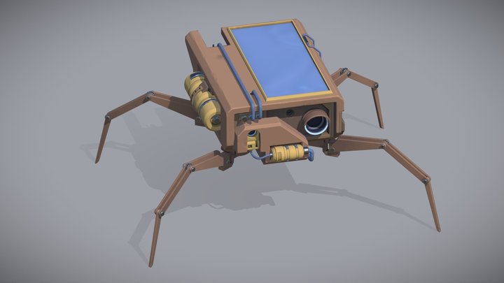 Stylized Robot-spider Desert Runner PBR Low Poly 3D Model