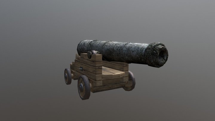Low Poly - Old Ship Cannon 3D Model
