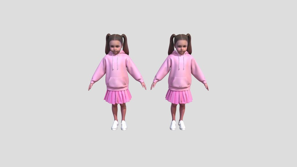 Real Final Pink Hoodie Girl Front and Back
