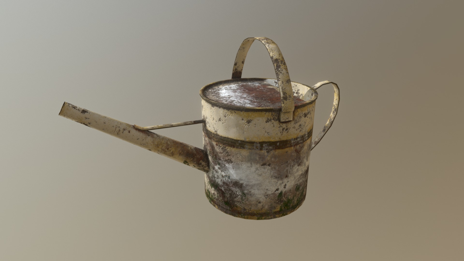 3D model Rusty Watering Can - This is a 3D model of the Rusty Watering Can. The 3D model is about a metal cup with a handle.