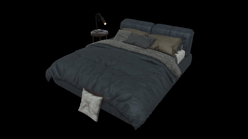Bed with lamp