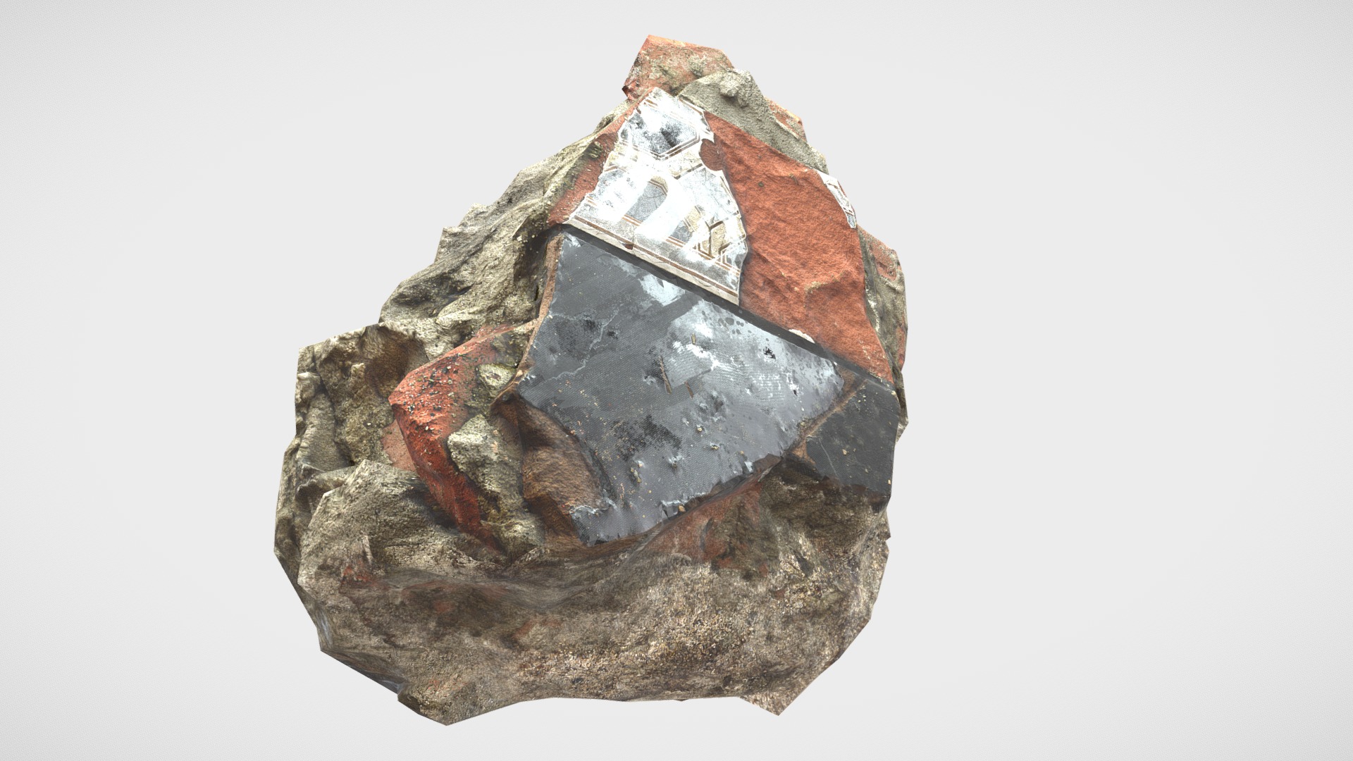 3D model Concrete Rubble 4 - This is a 3D model of the Concrete Rubble 4. The 3D model is about a rock with a hole in it.