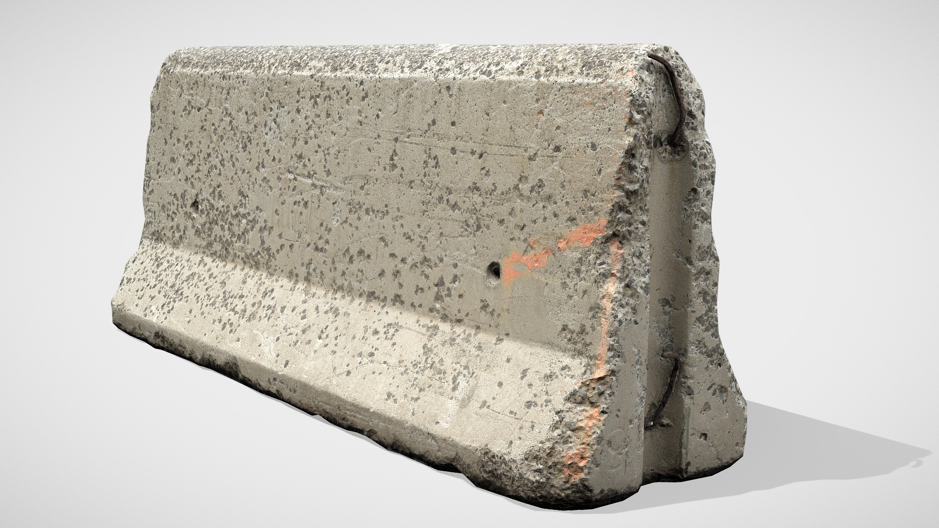 3D model Concrete Barrier Roadblock - This is a 3D model of the Concrete Barrier Roadblock. The 3D model is about a stone block with a hole in it.
