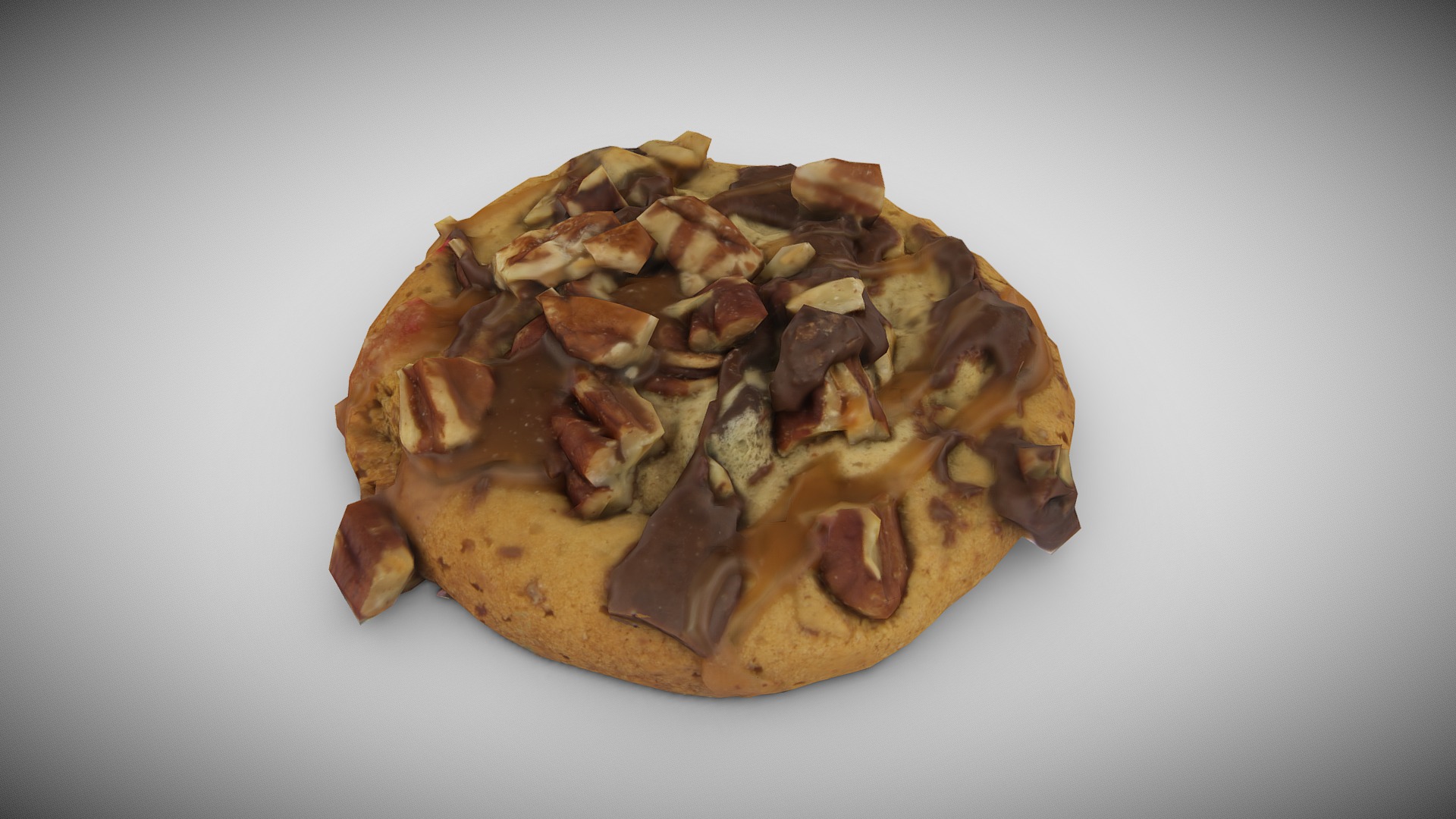 3D model Turtle Cookie Photogrammetry v2 - This is a 3D model of the Turtle Cookie Photogrammetry v2. The 3D model is about a waffle with chocolate and nuts.