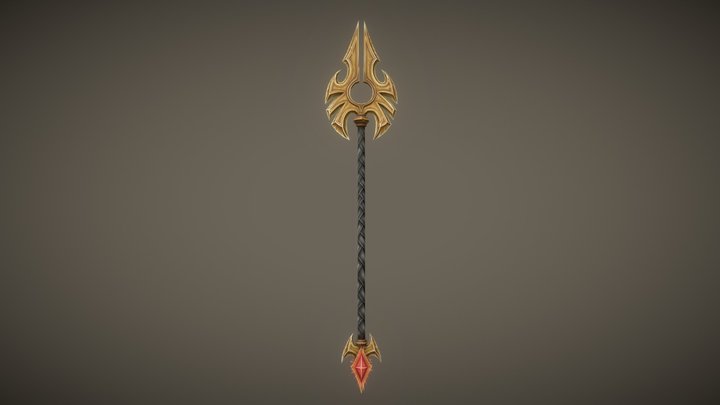 WoW Blood Elf Spear - Weaponcraft Assignment 3D Model