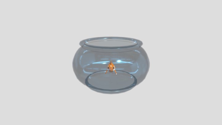 Goldfish in Fish Bowl 3D Model