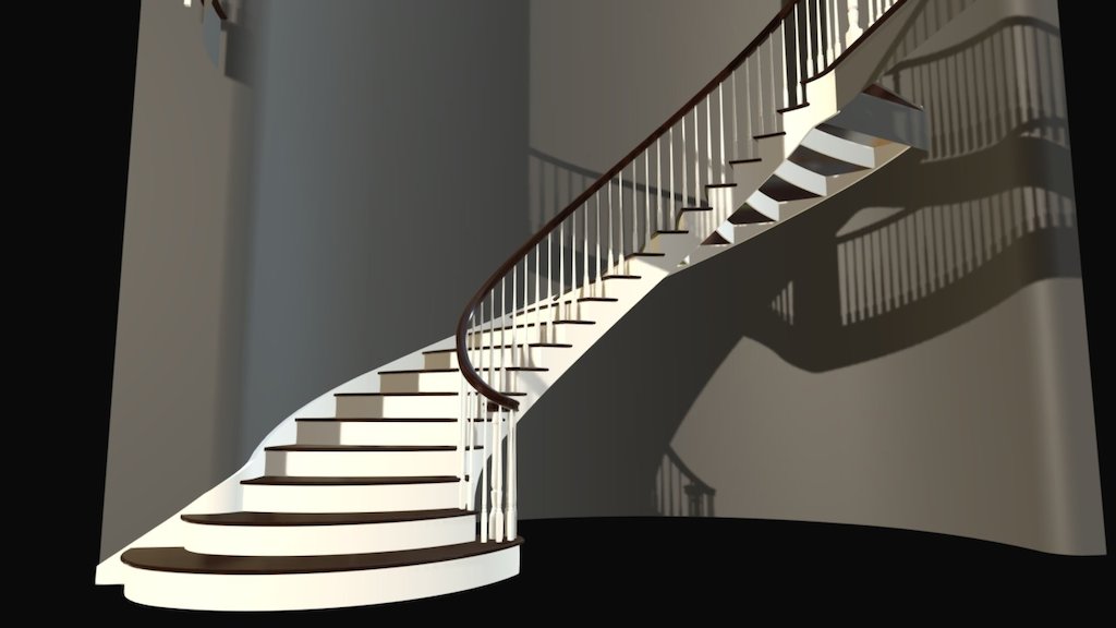 Elliptical staircase with ascending volute - 3D model by 3D Software ...