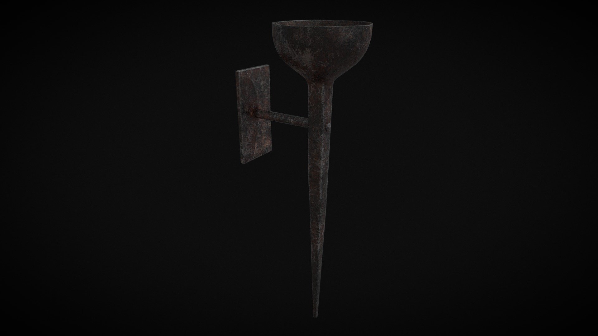 Rustic Medieval Iron Forged Torch - Buy Royalty Free 3D model by ...