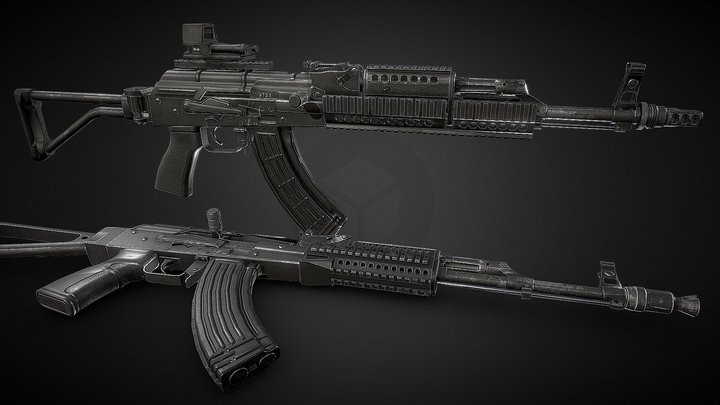 AKM[Tactical Set][Game Ready][Low-Poly] 3D Model