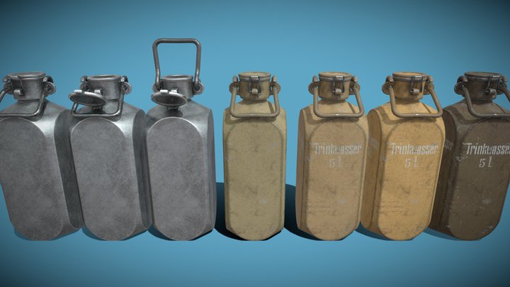 WW2 5 Liter German Drinking Water Bottles 3D Model
