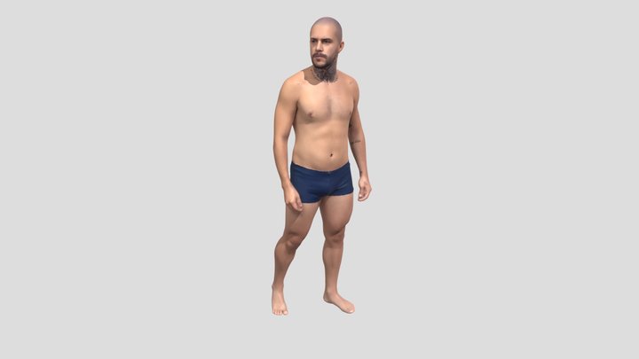 Tattooed Man In Navy Boxer Briefs – Kostenloses 3D-Modell STL