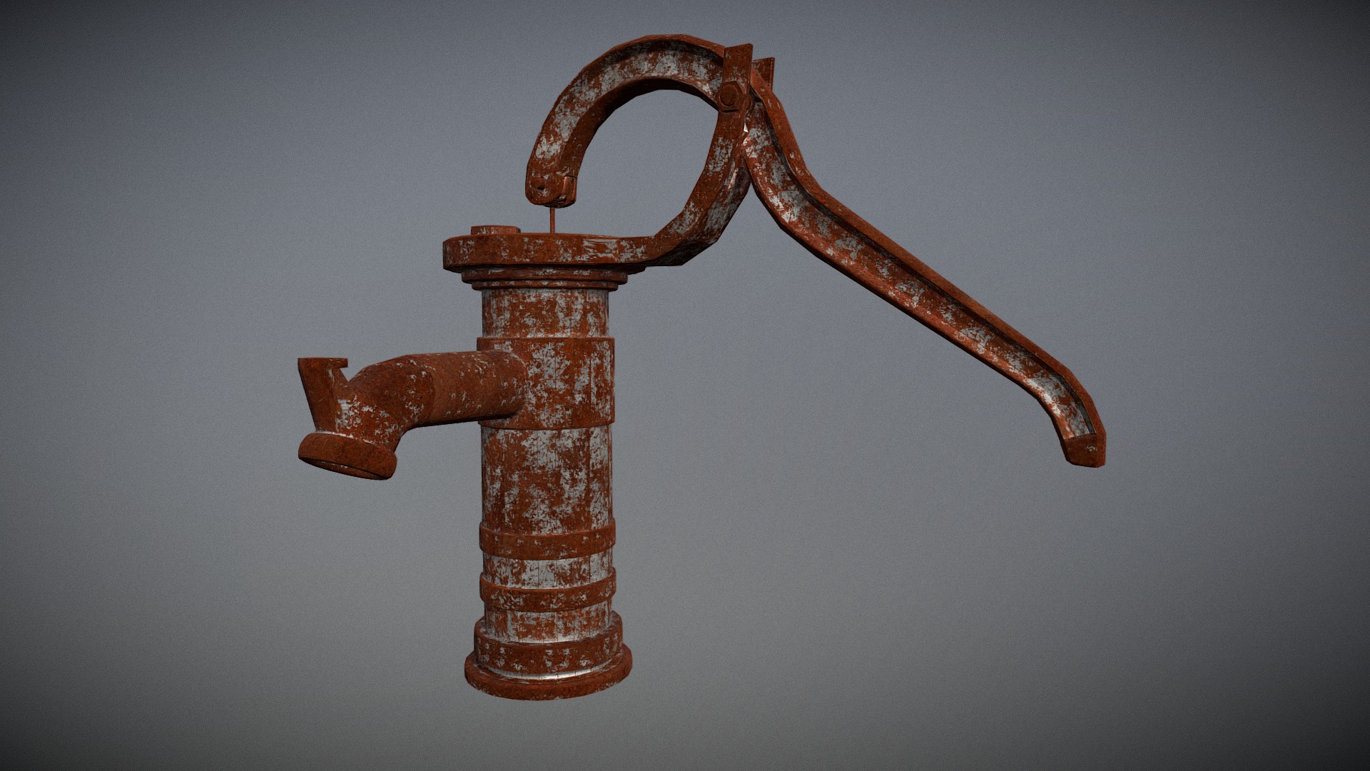 3D model Rusted Waterpump - This is a 3D model of the Rusted Waterpump. The 3D model is about a wooden cross with a handle.