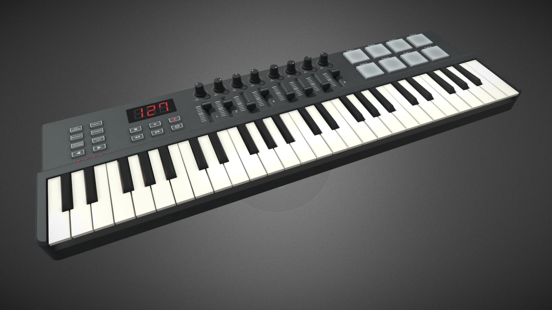 3D model Four octave MIDI Keyboard - This is a 3D model of the Four octave MIDI Keyboard. The 3D model is about a white piano keyboard.