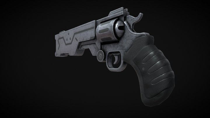 Cyberpunk Revolver 3D Model