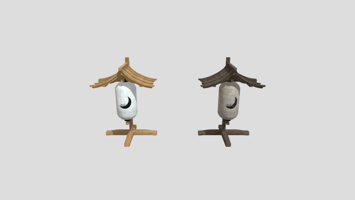 Japanese Lantern Holder set 3D Model