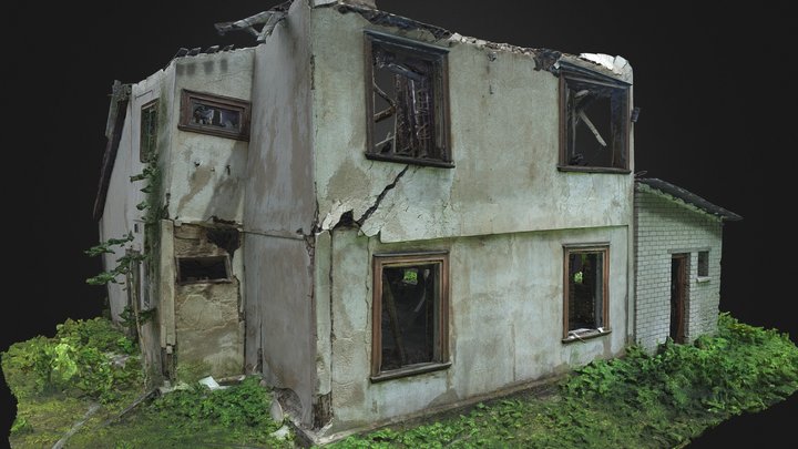 Collapsed Countryside Building 3D Model