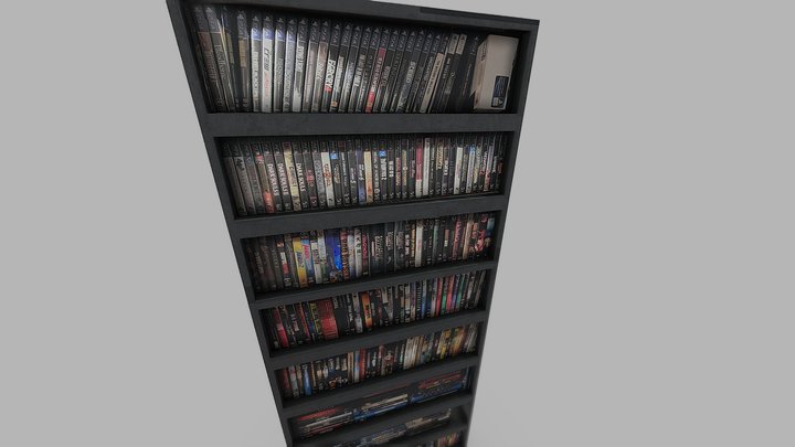 Bookshelf with games and DVDs LOWPOLY – Gratis 3D-model STL