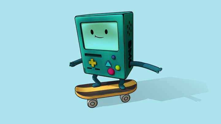 BMO on a Skateboard - Animation 3D Model