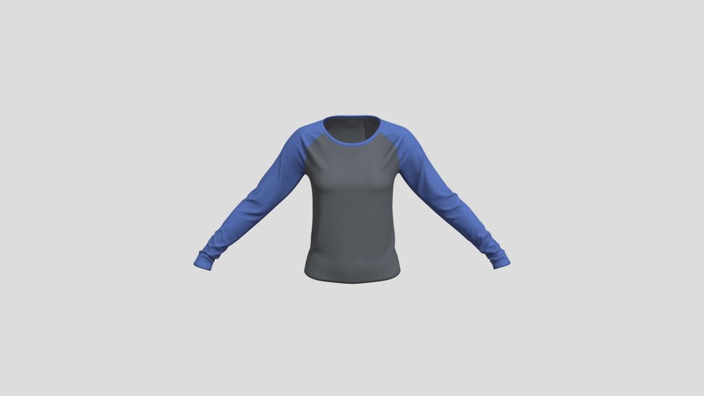Gray And Blue Long Sleeve Raglan Shirt