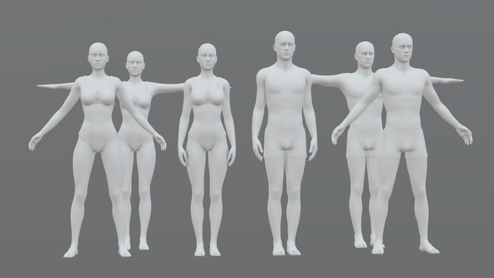 Characters base mesh pack 3D Model