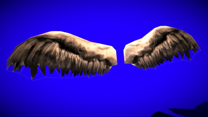 Low Poly Angel Wings 3D Model