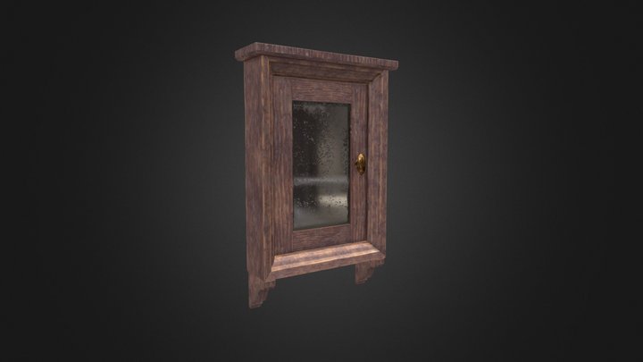 Wooden Cabinet with Mirror 3D Model