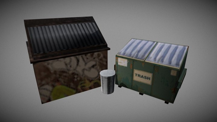 PSX Style Dumpster Set 3D Model