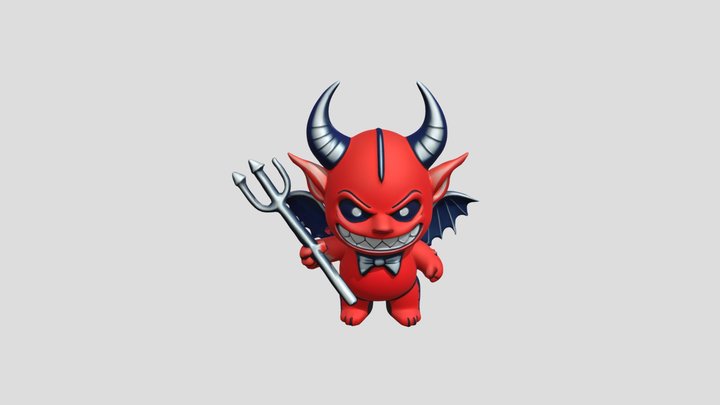 Cartoon devil holding a trident 3D Model