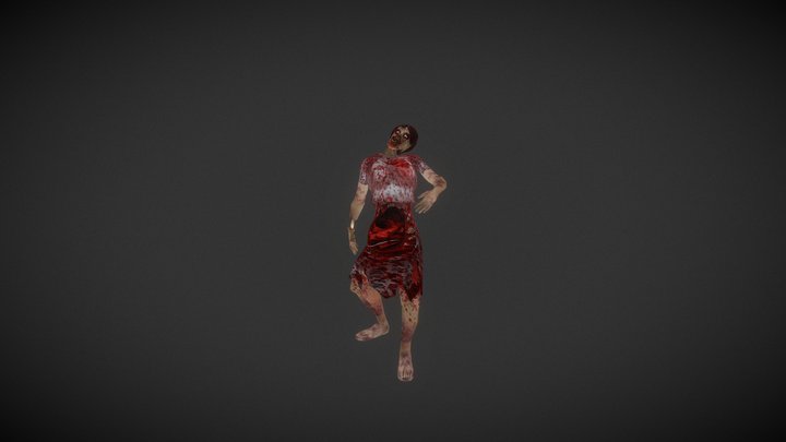 Zombie Girl Walk 3D Model