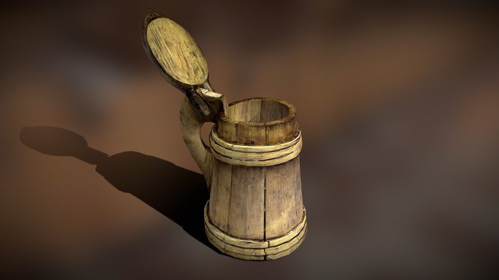 Wooden tankard - 16th century 3D Model
