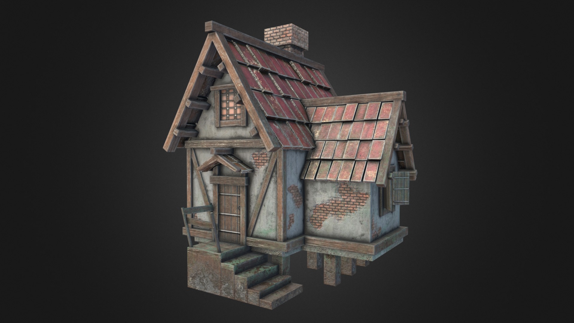 3D model Hermit House (Stylization) - This is a 3D model of the Hermit House (Stylization). The 3D model is about a small house with a tower.