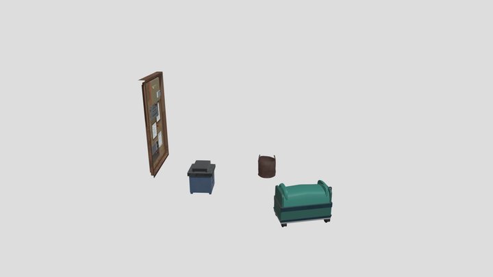 BAUL+BOLSA_LIBROS+CUADRO_CORCHO+DVD_Y_PC 3D Model