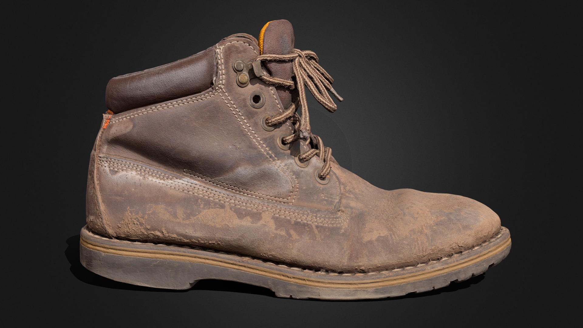 3D model Old Dirty Boot - This is a 3D model of the Old Dirty Boot. The 3D model is about a brown and black boot.