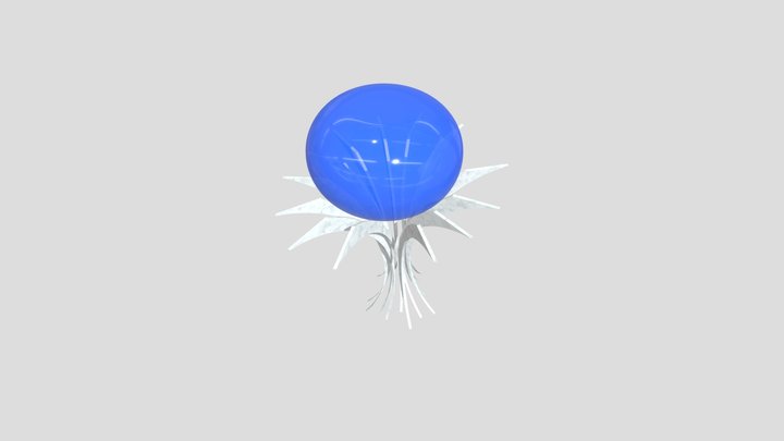 Blue Bloom Flower Glass Metal Sculptures 3D Model