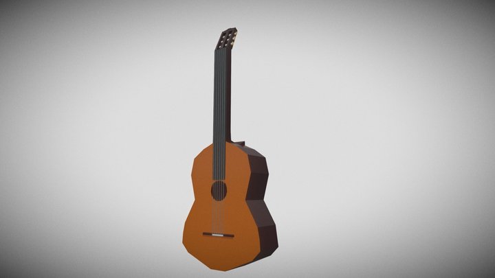 Low poly Spanish classical guitar 3D Model