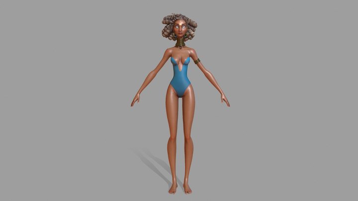 Luna character in T-POSE 3D Model